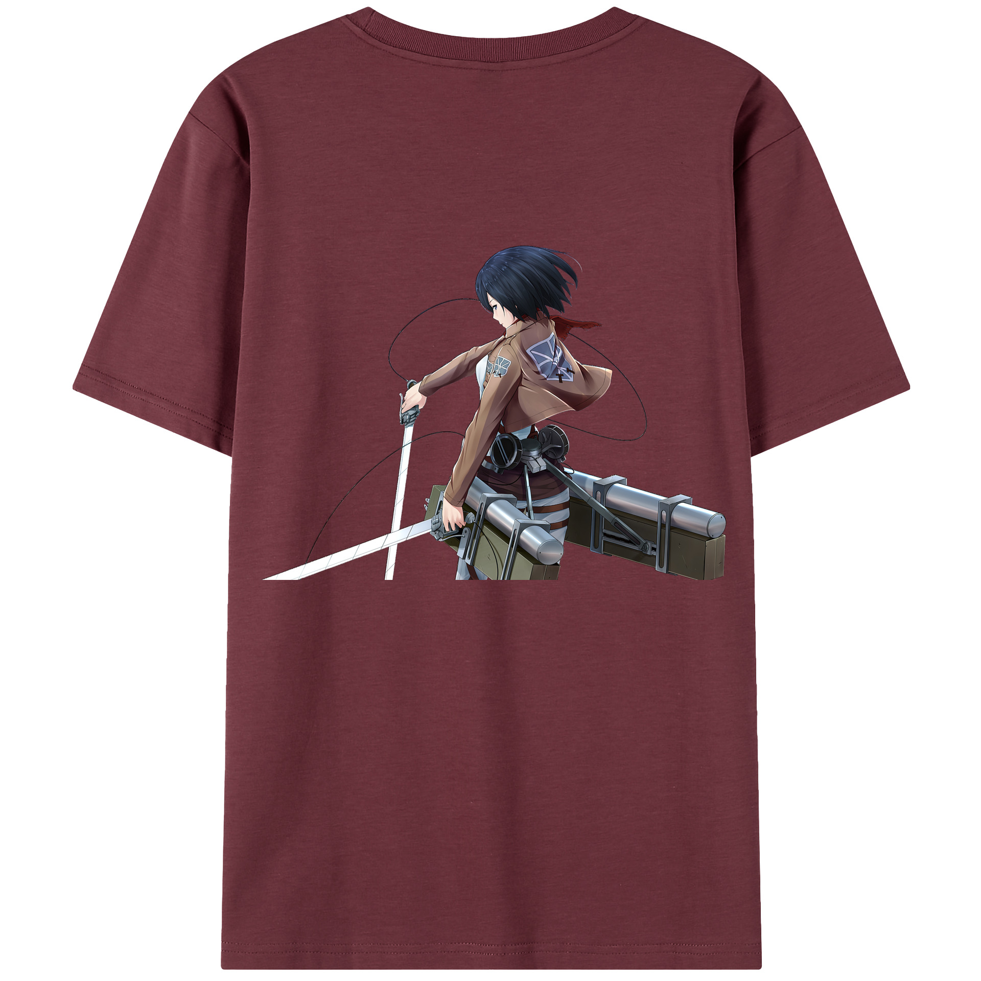 （画像用） 進撃の巨人 ミカサ·アッカーマン Attack on Titan Mikasa Ackerman 綿100％半袖Tシャツ（背面プリント）